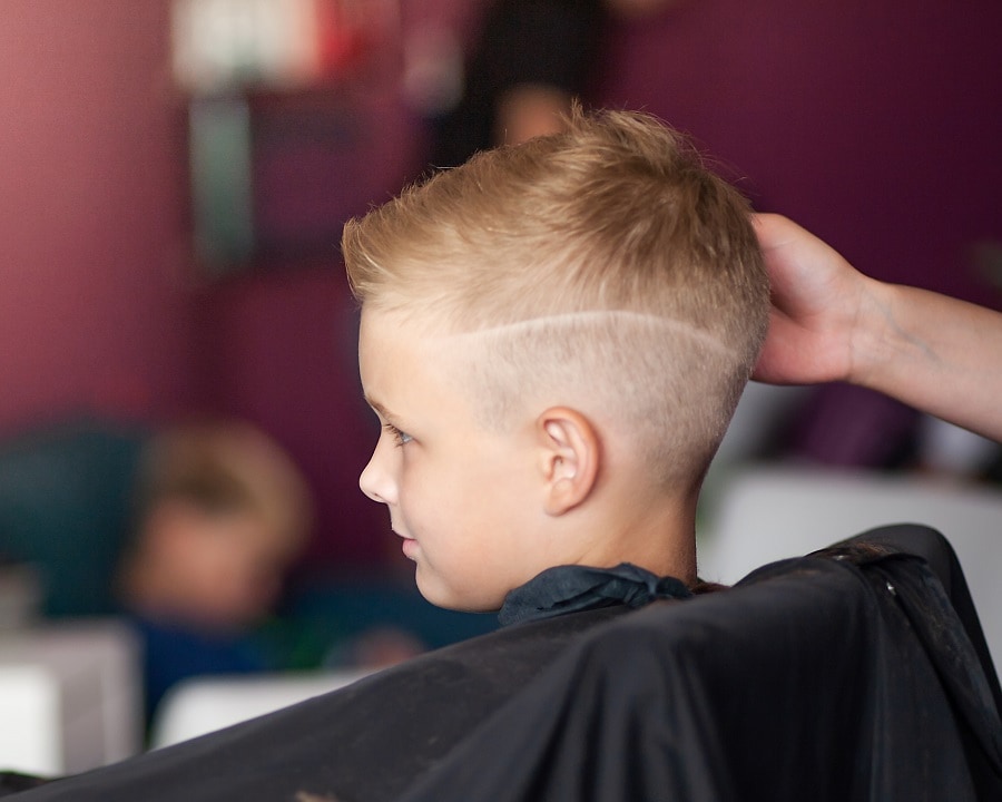 haircut with design for school boy