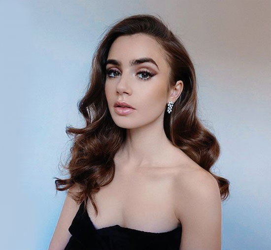 Lily Collins One Shoulder Dresses Hairsatyle