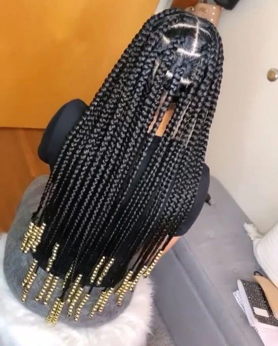 Bohemian Box Braids with Beads