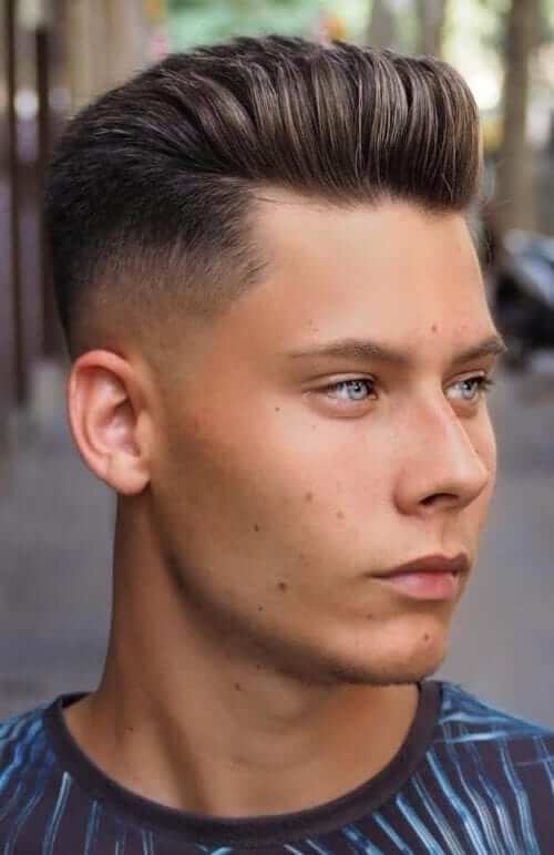 Pompadour With Drop Fade And Tapered Sides