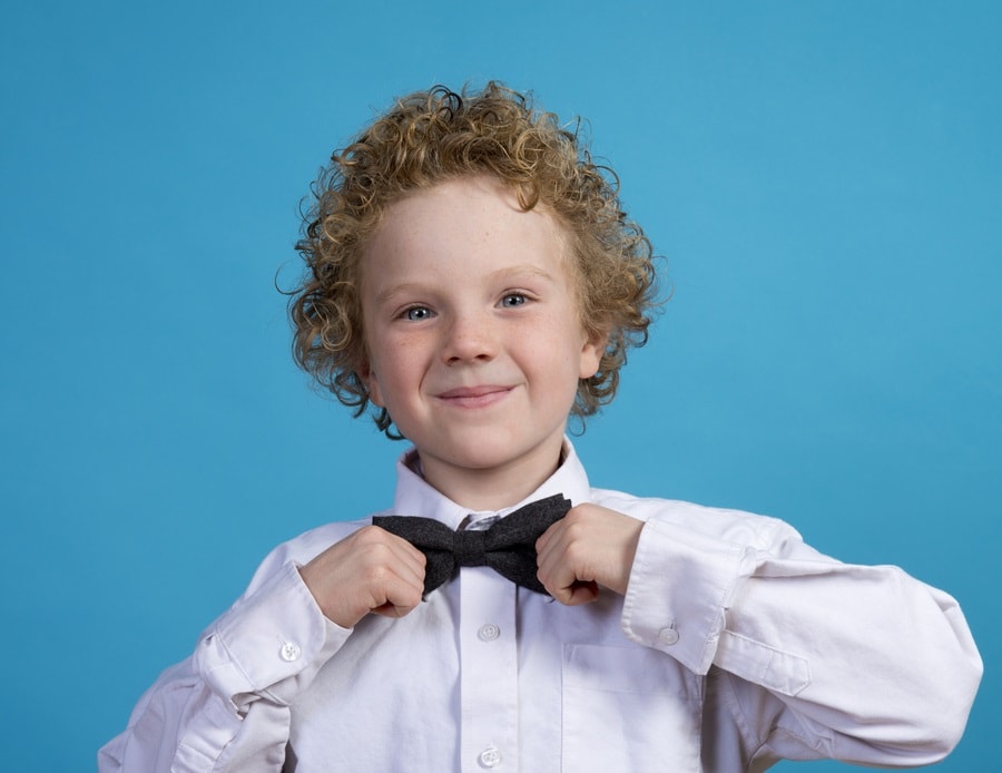 blonde curly hair for school boy