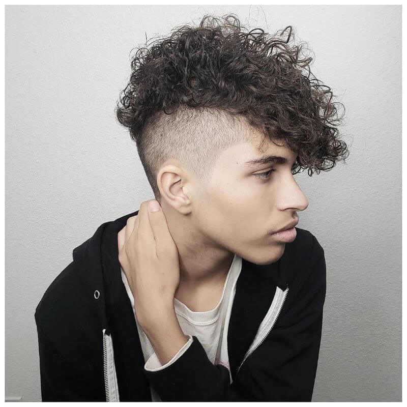 Forward Swept Curly Fringe With Undercut