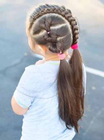 Combed Back Hairstyle With Unique Braided Ponytails