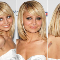 Nicole Richie Blonde Bob Hairstyle with Side Swept Bangs