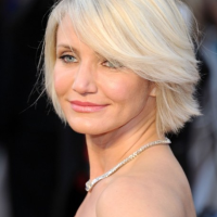 Cameron Diaz New Haircut: Short Blonde Bob Hairstyle with Bangs