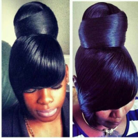 Black Hairstyles Buns With Bangs