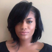 Black Bob Hairstyles With Side Bangs