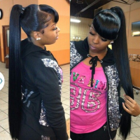 Ponytail Black Hairstyles With Swoop Bangs