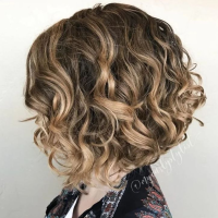 Balayage Asymmetrical Curly Bob Hairstyles 2021 Update : Short Bob Haircuts