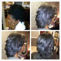 Silk Press Blowout Hairstyle Black Hair